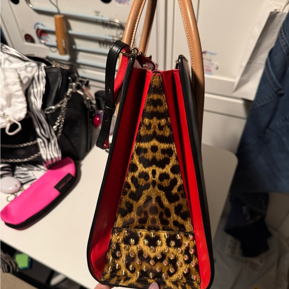 Christian Louboutin Paloma w/red and black leather, and leopard with spikes! - Picture 3 of 15